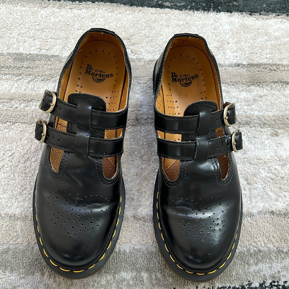 Dr. Martens Black Double-Strap Platform Mary Jane Shoes - Picture 2 of 11